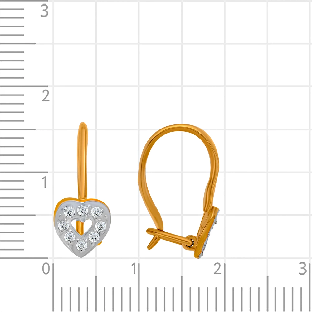 Серьги детские с фианитами из красного золота 375 пробы 3