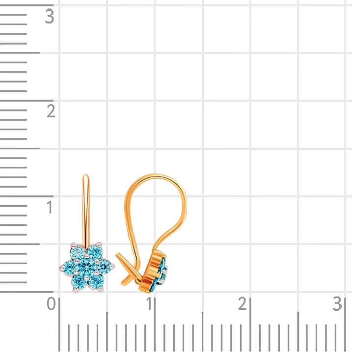 Серьги детские с фианитами из красного золота 375 пробы 2