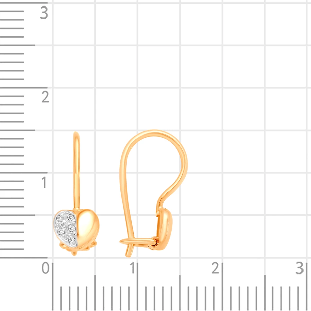 Серьги детские с фианитами из красного золота 585 пробы 2