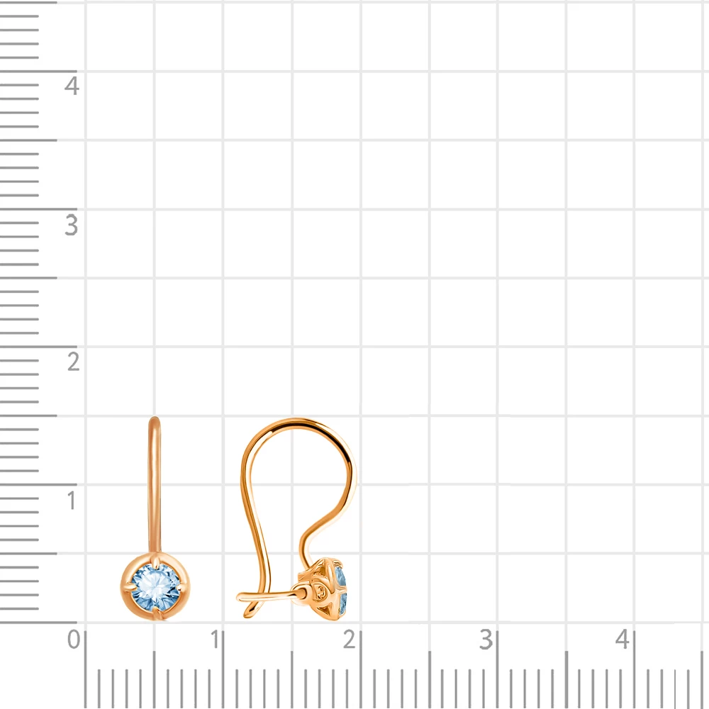 Серьги детские с фианитами из красного золота 375 пробы 2