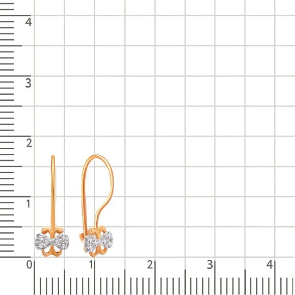 Серьги детские с фианитами из красного золота 585 пробы 2