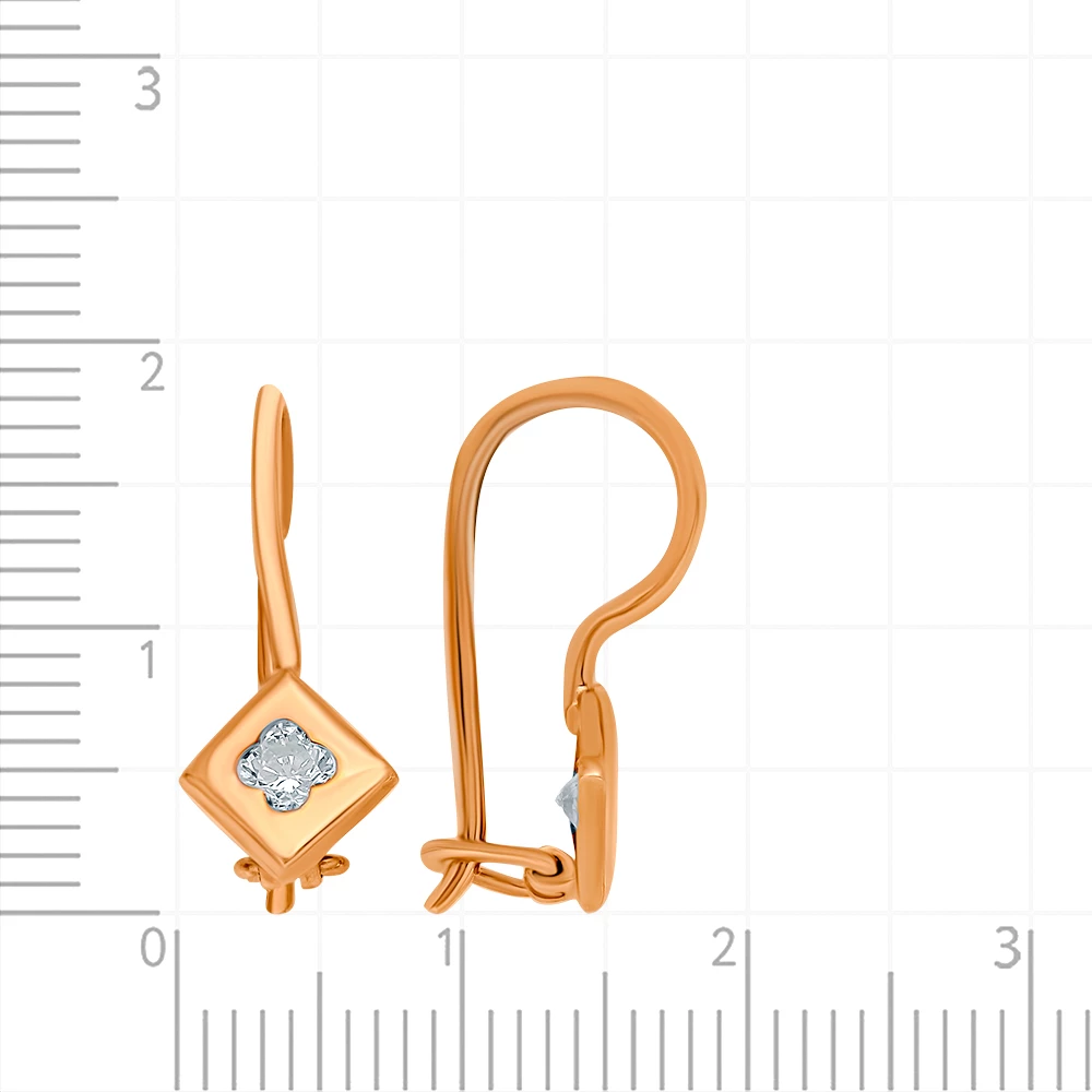 Серьги детские с фианитами из красного золота 375 пробы 2