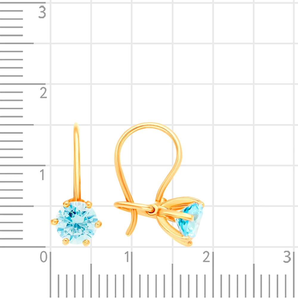 Серьги детские с фианитами из красного золота 375 пробы 2