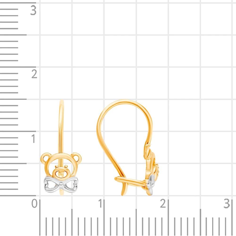 Серьги  Мишка детские из красного золота 375 пробы 3