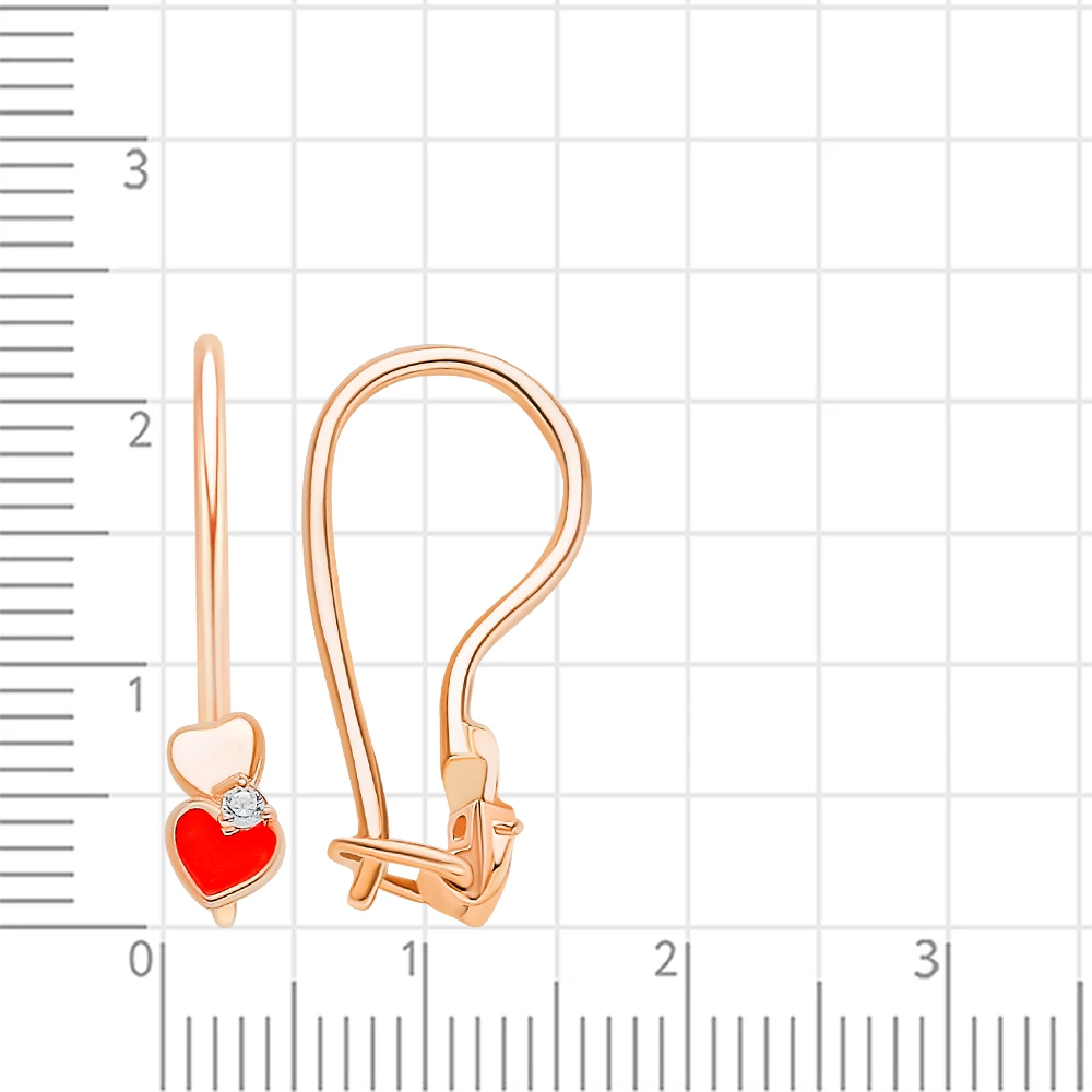 Серьги детские с фианитами из красного золота 375 пробы 2