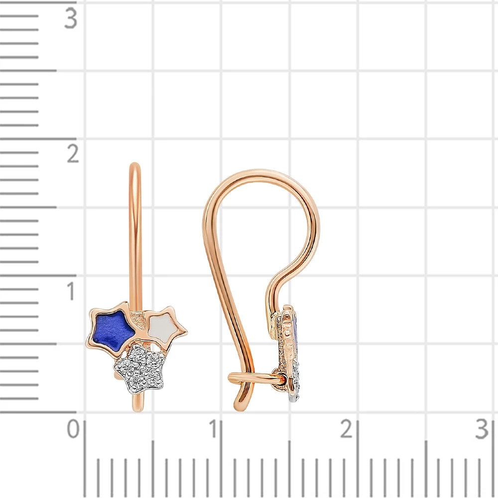 Серьги детские с фианитами из красного золота 375 пробы 2