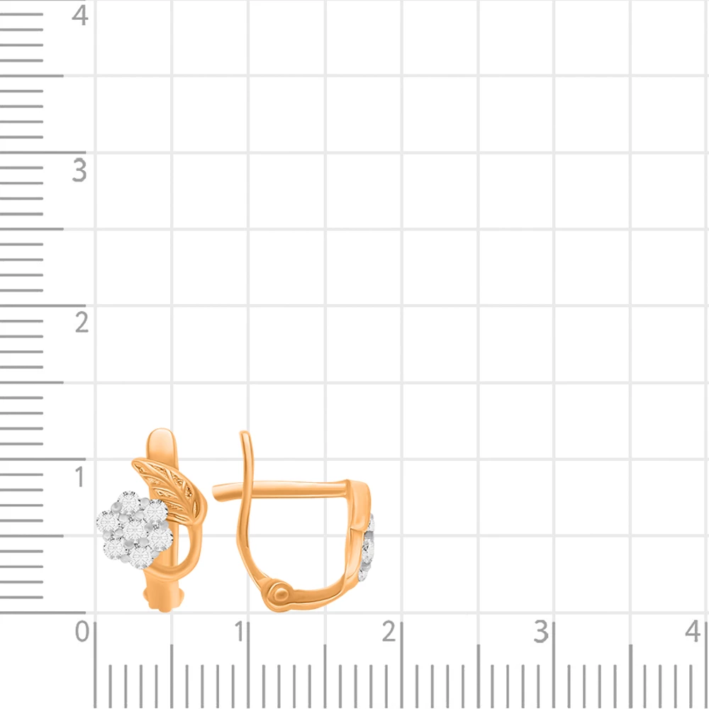 Серьги детские с фианитами из красного золота 375 пробы 2
