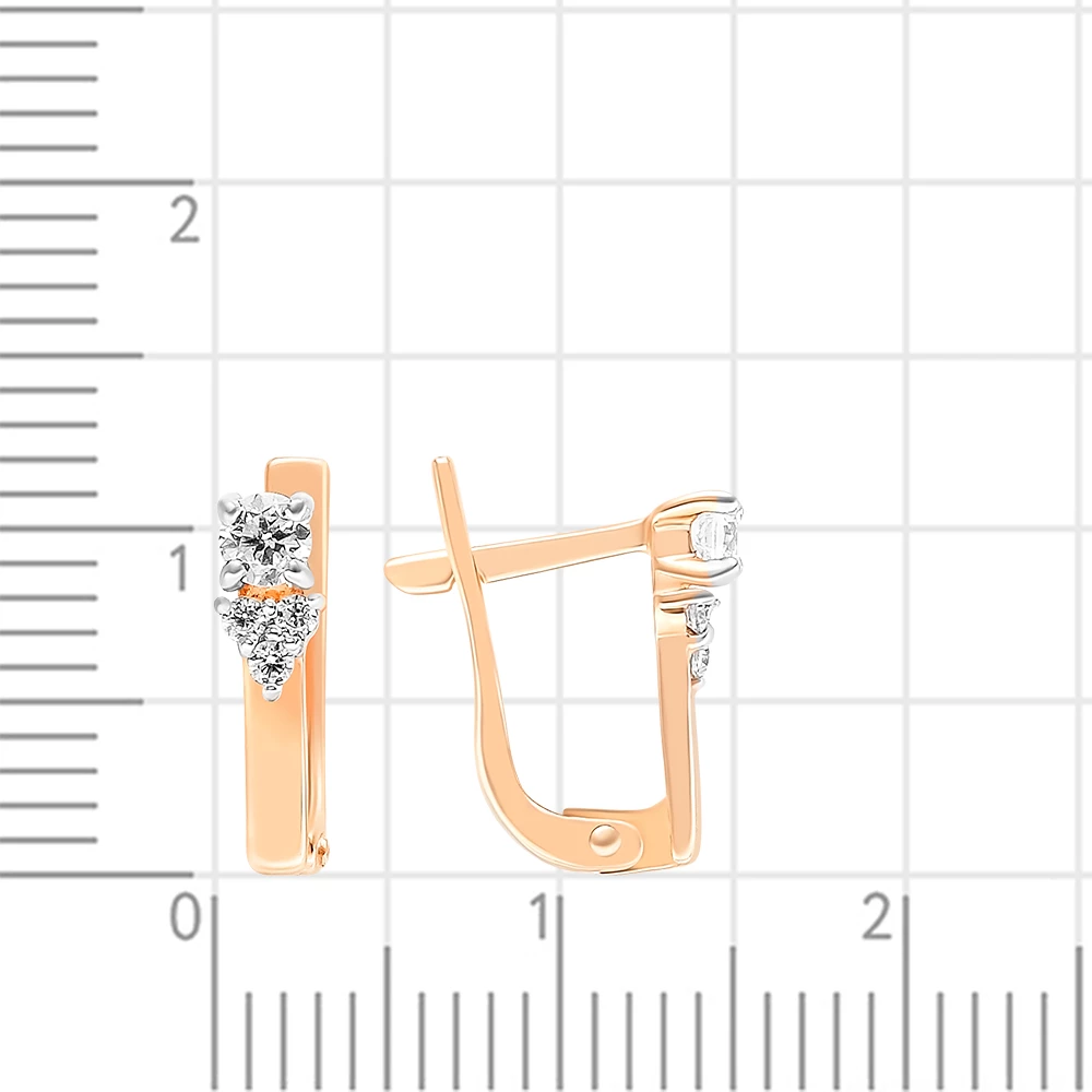 Серьги детские с фианитами из красного золота 375 пробы 2