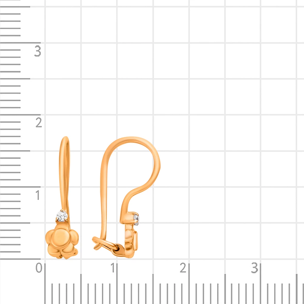 Серьги детские с фианитами из красного золота 375 пробы 2