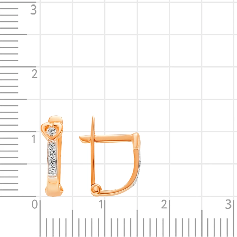 Серьги детские с фианитами из красного золота 585 пробы 3