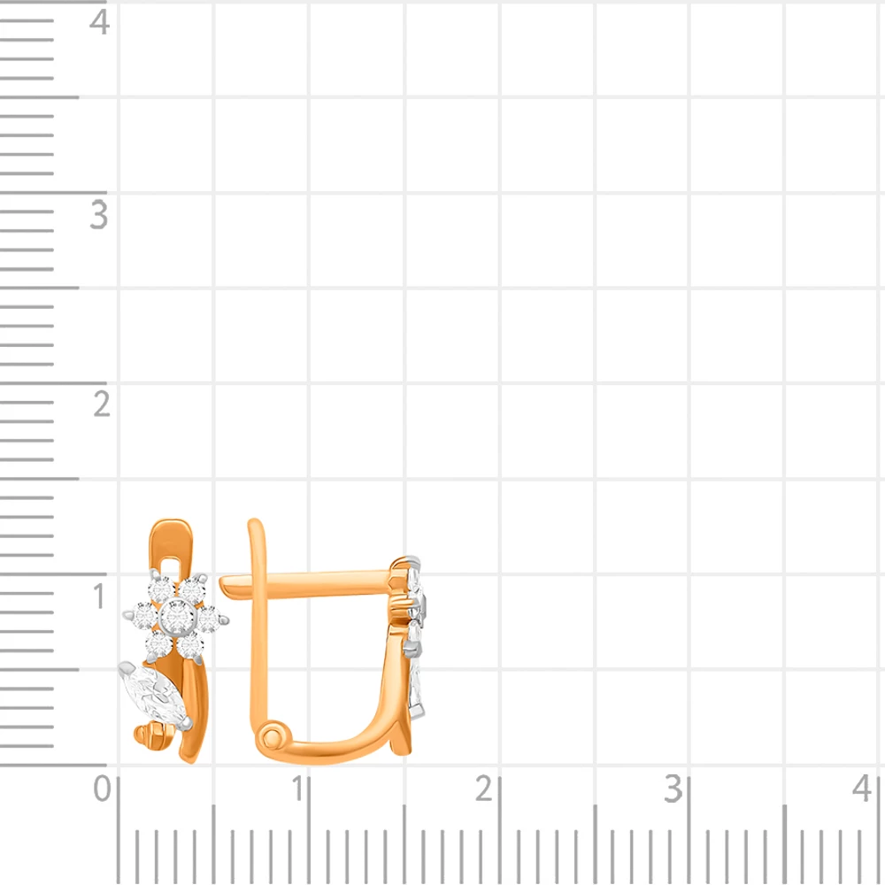 Серьги детские с фианитами из красного золота 585 пробы 2