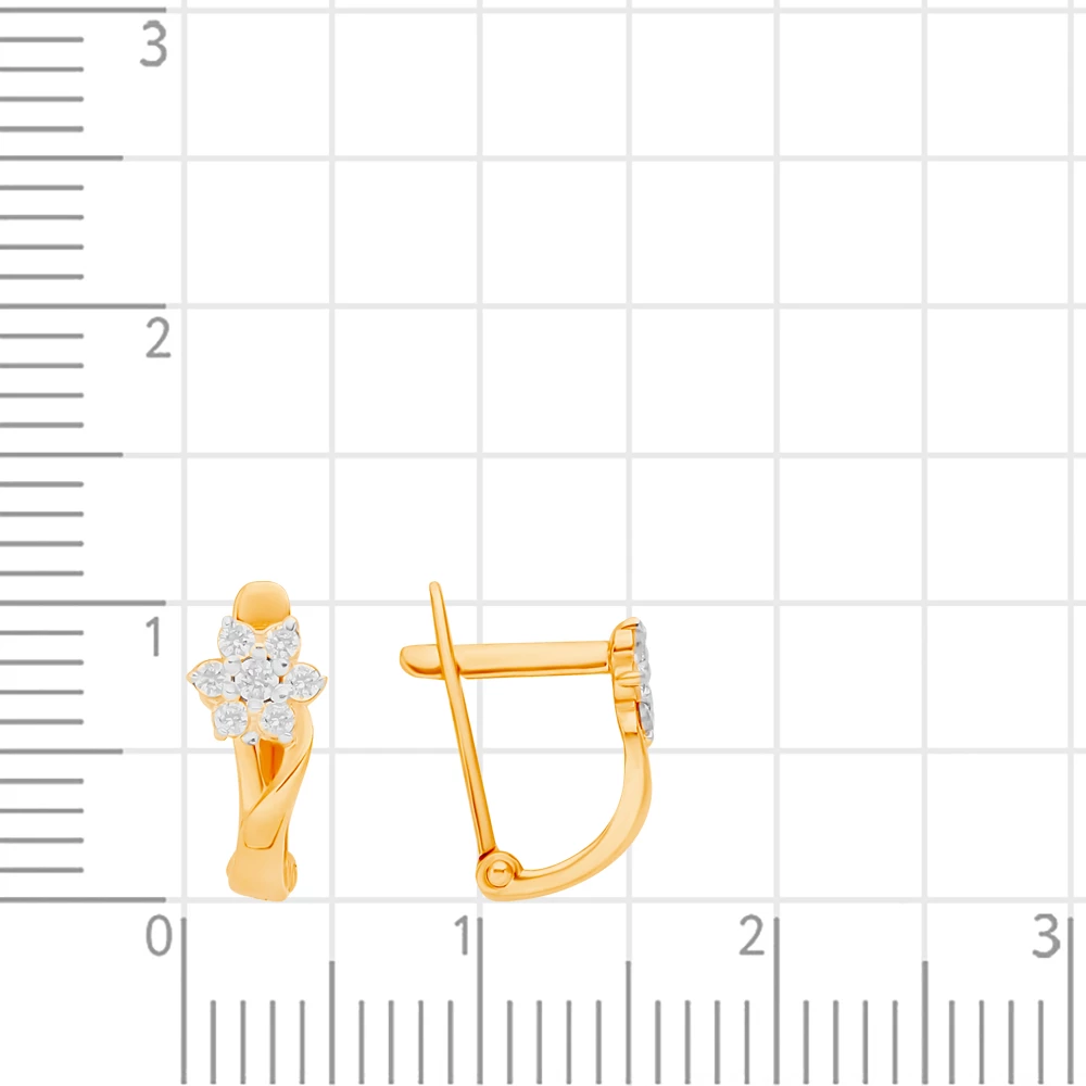 Серьги детские с фианитами из красного золота 375 пробы 2