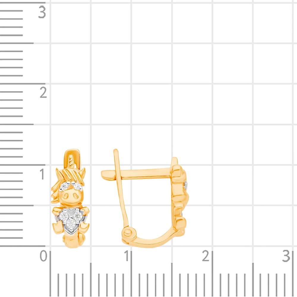 Серьги детские с фианитами из красного золота 375 пробы 2