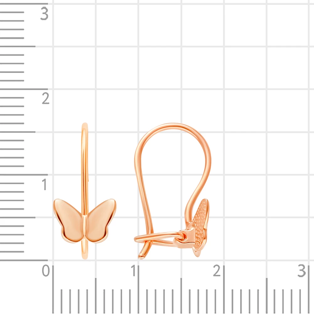 Серьги  Бабочка детские из красного золота 375 пробы 2