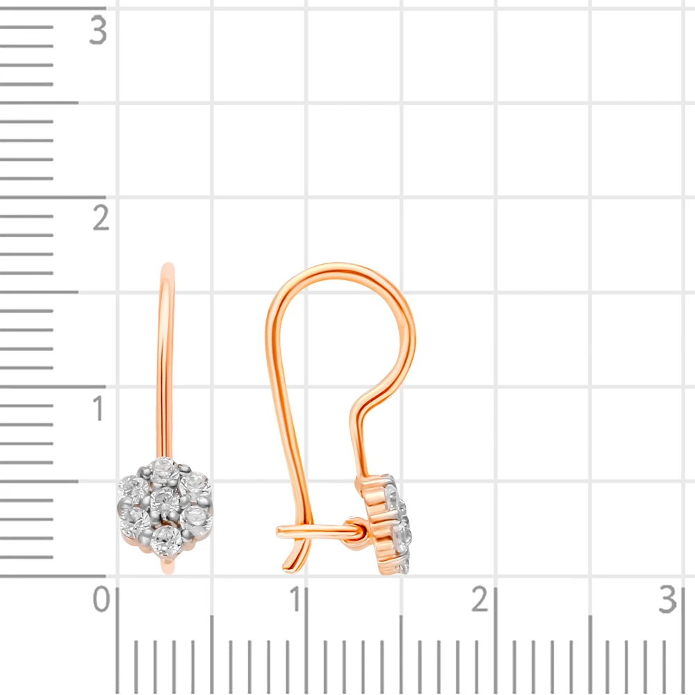 Серьги детские с фианитами из красного золота 375 пробы 2