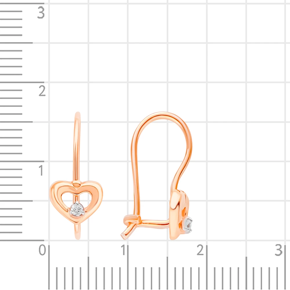 Серьги детские с фианитами из красного золота 375 пробы 2