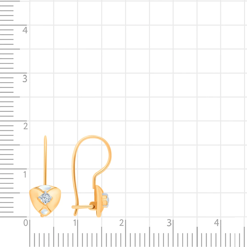 Серьги детские с фианитами из красного золота 375 пробы 2