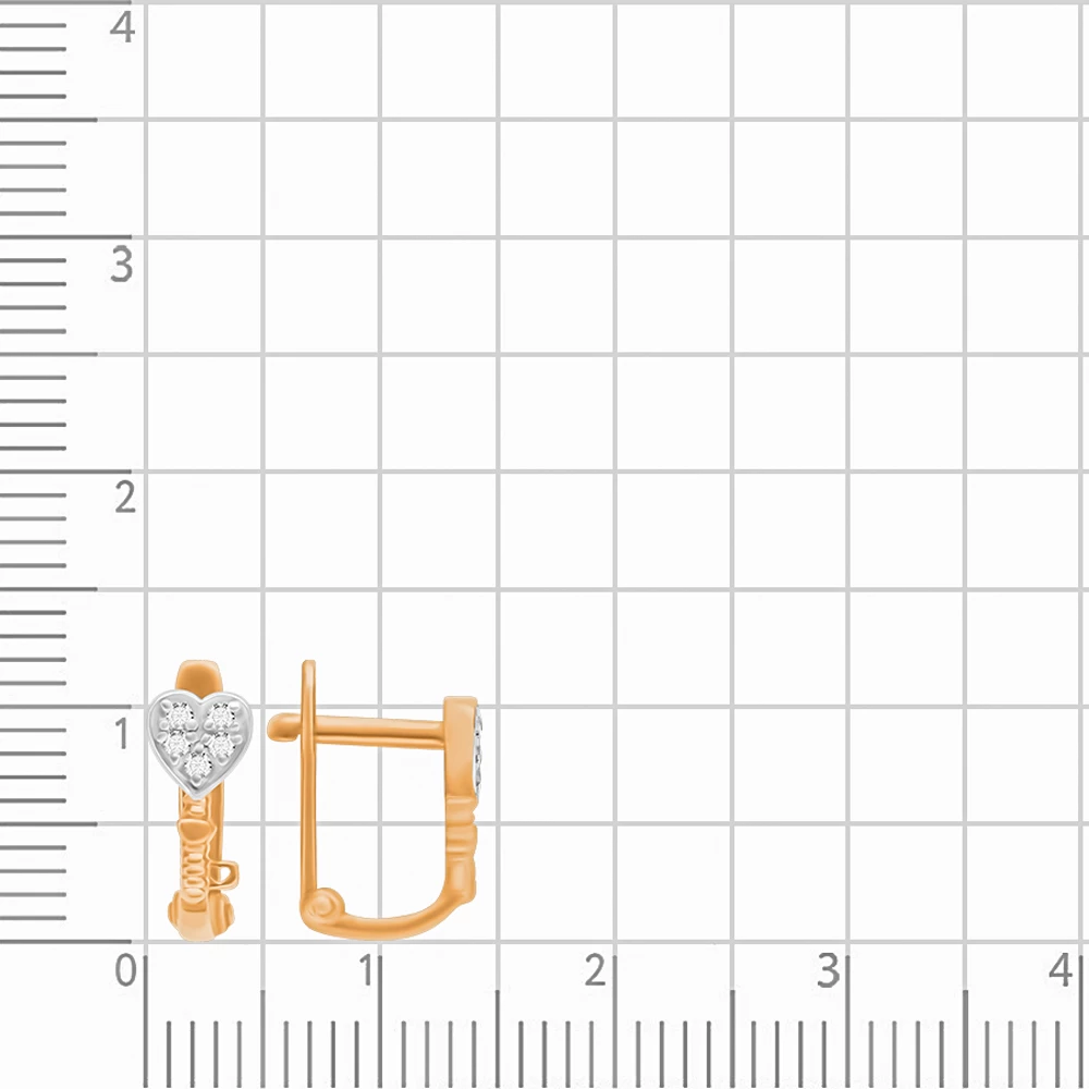 Серьги детские с фианитами из красного золота 375 пробы 2