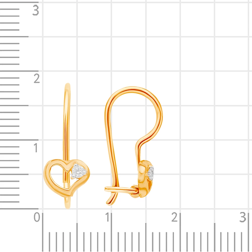 Серьги детские с фианитами из красного золота 375 пробы 2