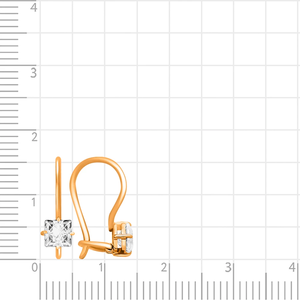 Серьги детские с фианитами из красного золота 375 пробы 2