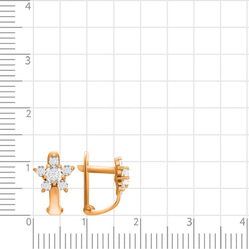 Серьги детские с фианитами из красного золота 375 пробы 2