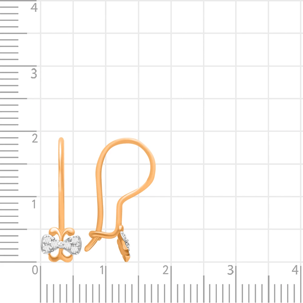 Серьги детские с фианитами из красного золота 375 пробы 2