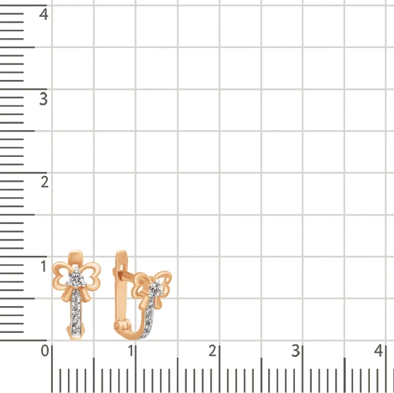 Серьги детские с фианитами из красного золота 375 пробы 2
