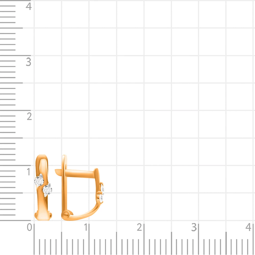 Серьги детские с фианитами из красного золота 375 пробы 2
