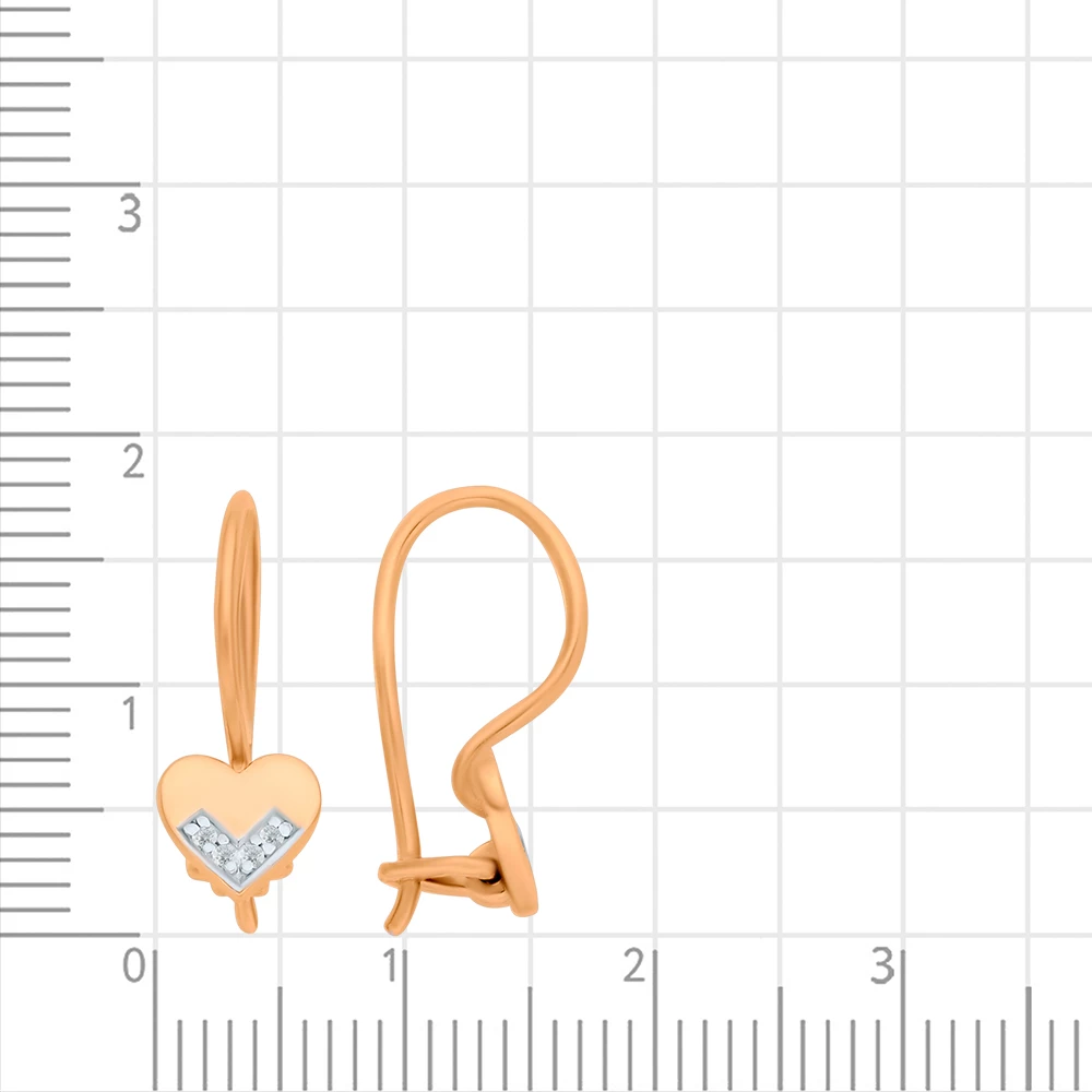 Серьги детские с фианитами из красного золота 375 пробы 2