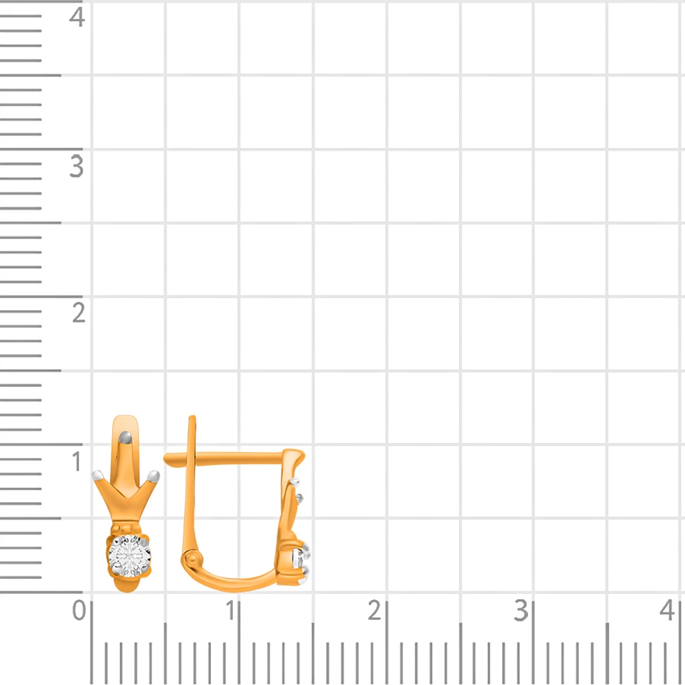 Серьги детские с фианитами из красного золота 375 пробы 2