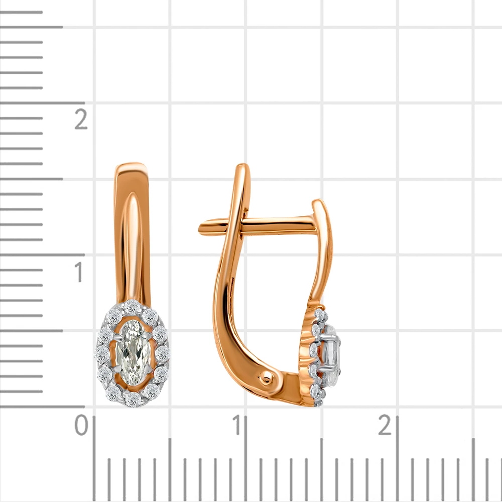 Серьги детские с фианитами из красного золота 375 пробы 2