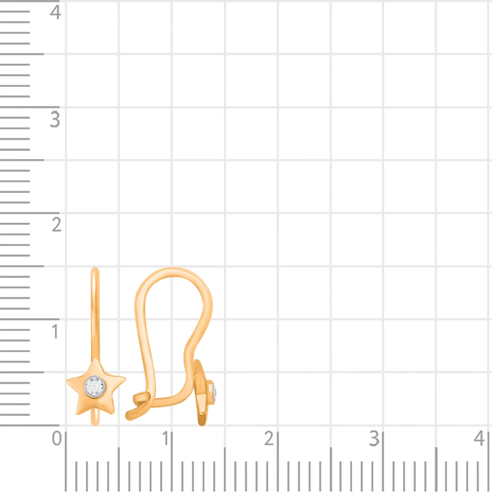 Серьги детские с фианитами из красного золота 375 пробы 2