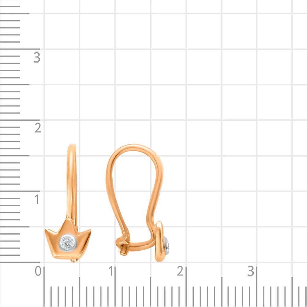Серьги детские с фианитами из красного золота 375 пробы 2