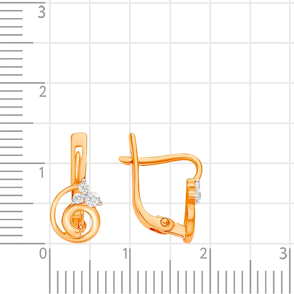 Серьги детские с фианитами из красного золота 375 пробы 2