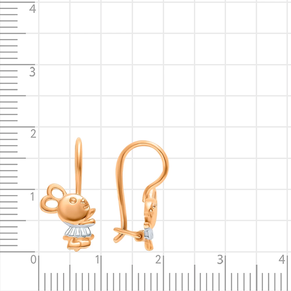 Серьги  Заяц детские из красного золота 375 пробы 2