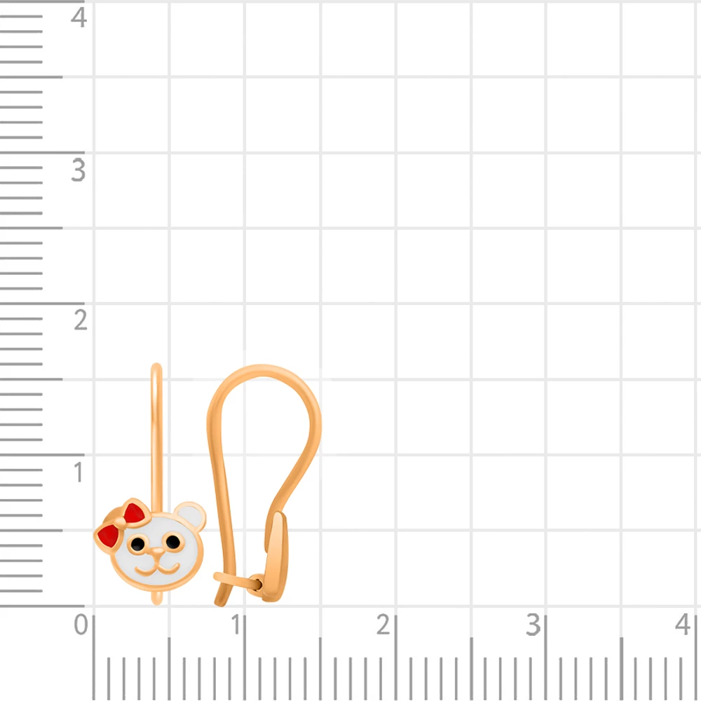 Серьги  Кошка детские из красного золота 585 пробы 2