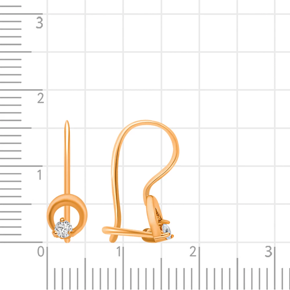 Серьги детские с фианитами из красного золота 375 пробы 2