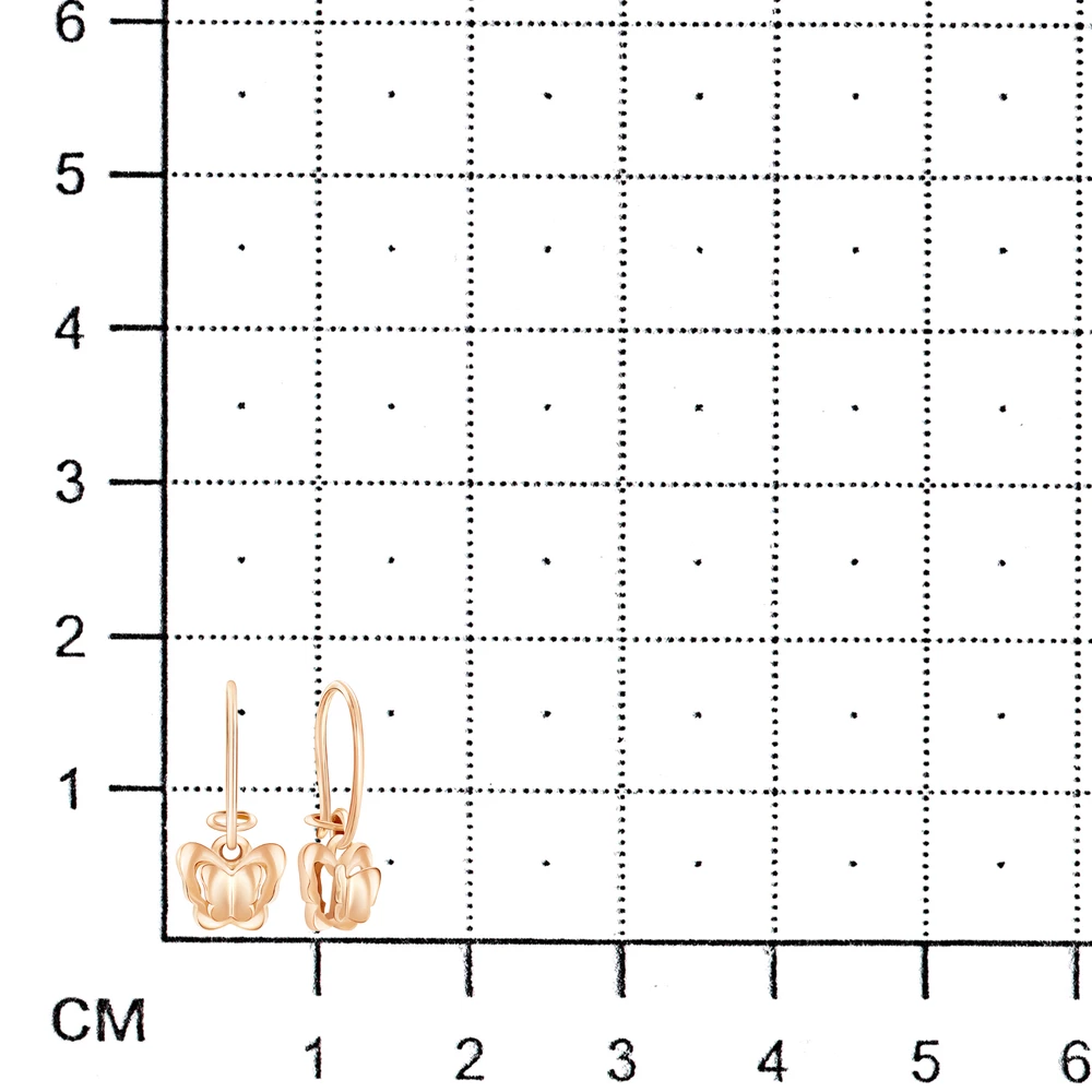 Серьги  Бабочка детские из красного золота 375 пробы 2
