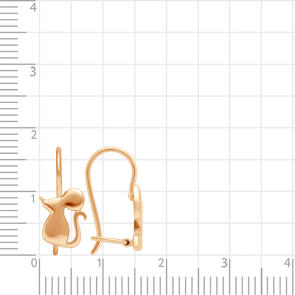 Серьги  Кошка детские из красного золота 375 пробы 2