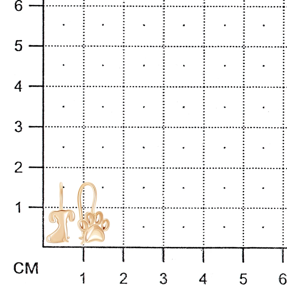 Серьги  Собака детские из красного золота 375 пробы 2