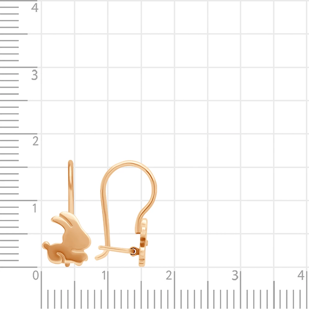 Серьги  Заяц детские из красного золота 375 пробы 2