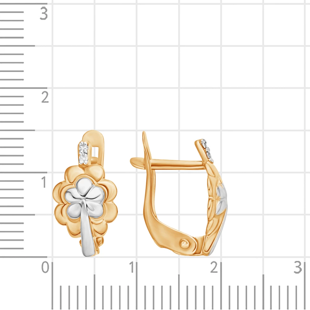 Серьги детские с фианитами из красного золота 375 пробы 2