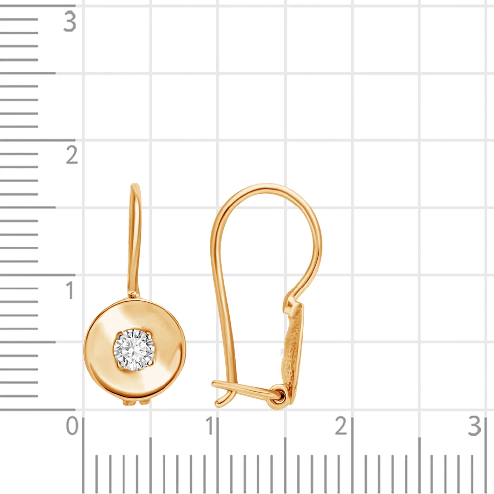 Серьги детские с фианитами из красного золота 375 пробы 2