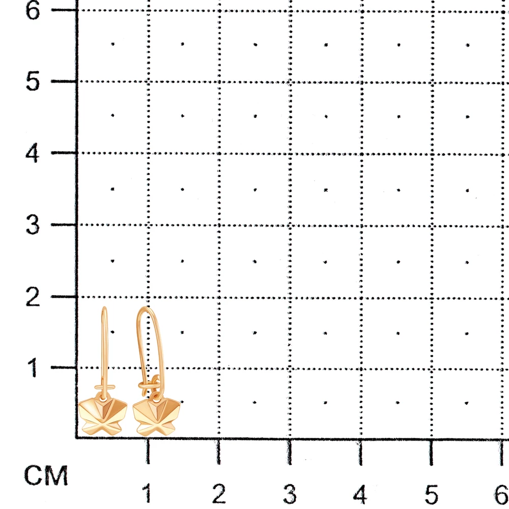 Серьги  Бабочка детские из красного золота 375 пробы 3