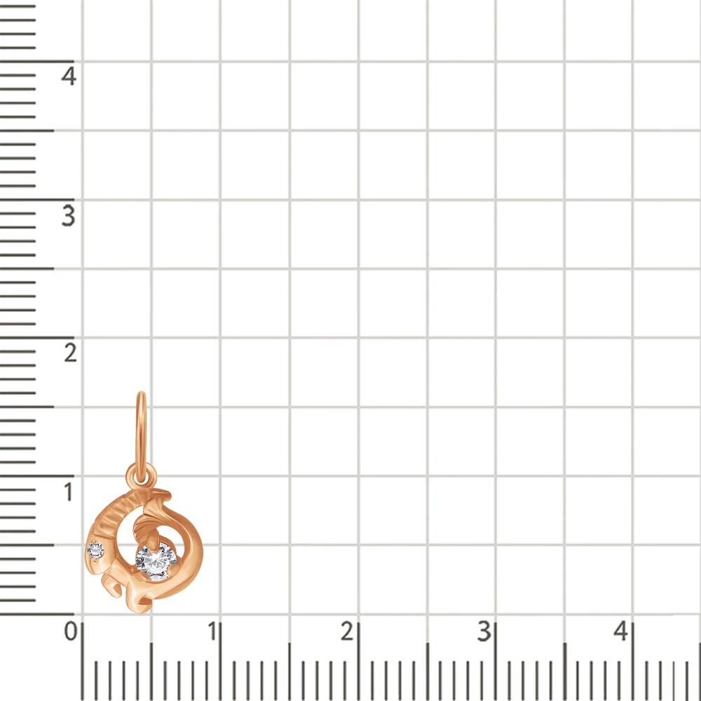 Подвес Козерог с фианитами из красного золота 585 пробы 2
