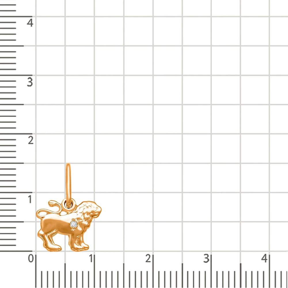 Подвес Лев с фианитом из красного золота 585 пробы 2