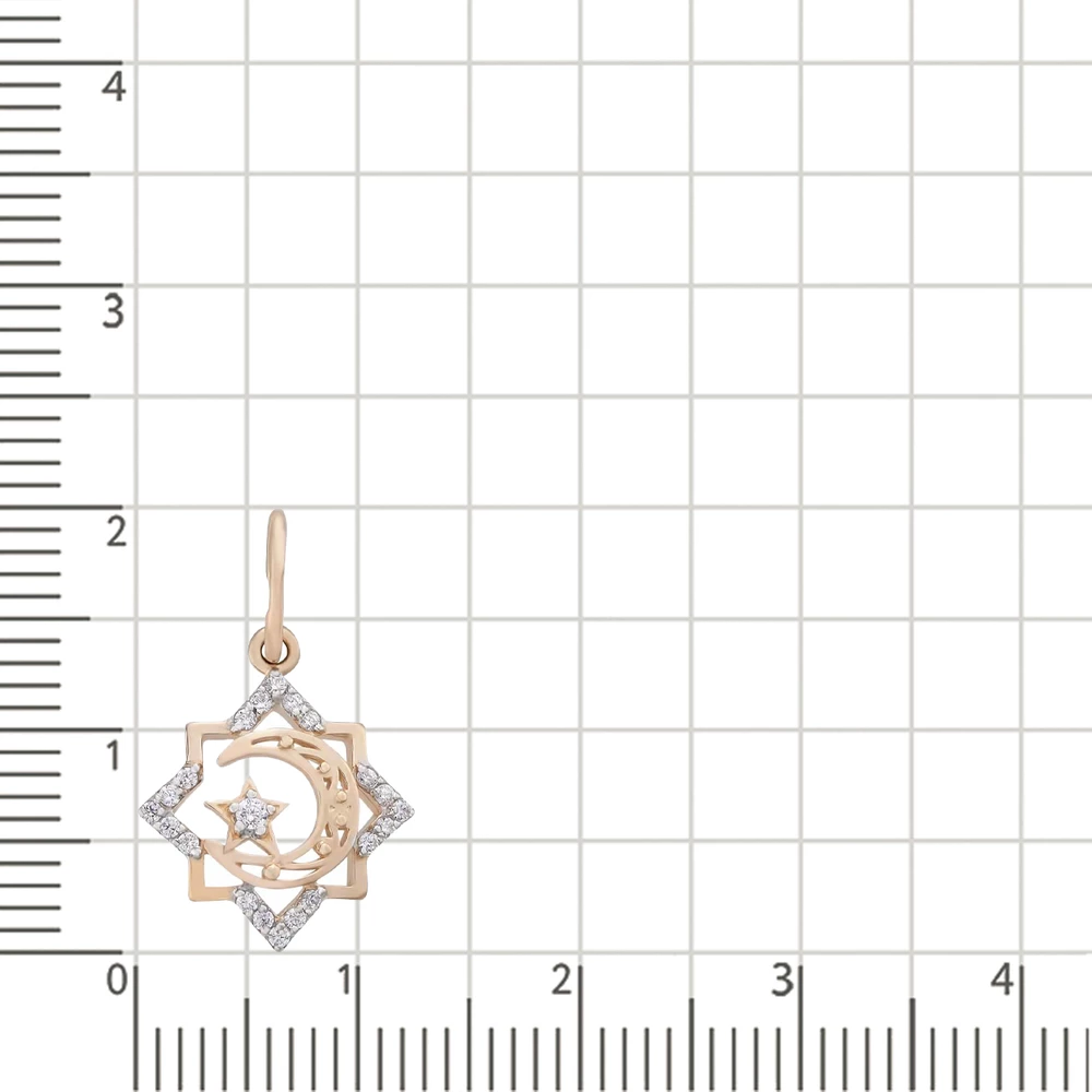 Подвес  мусульманский с фианитами из красного золота 585 пробы 2