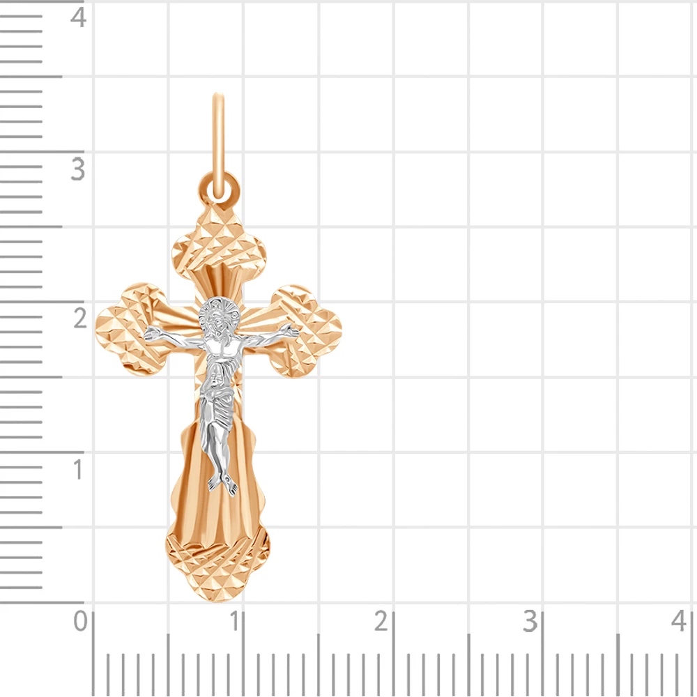 Крестик из комбинированного золота 585 пробы 2