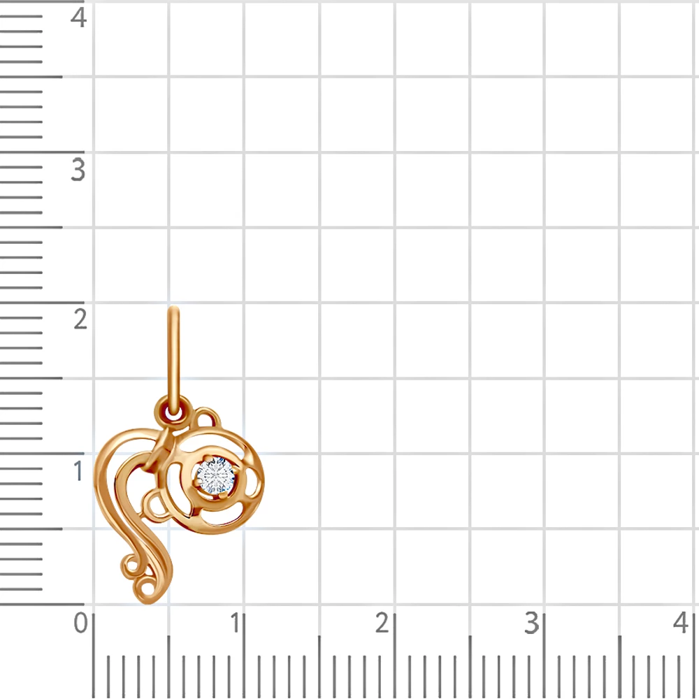 Подвес Водолей с фианитом из красного золота 375 пробы 3