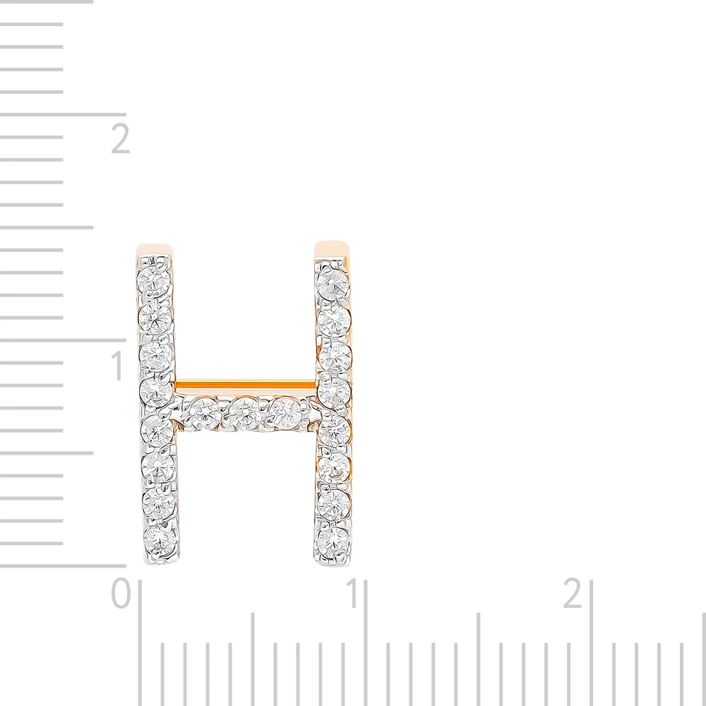 Подвес  Буква Н с фианитами из красного золота 585 пробы 3